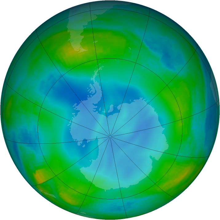 Antarctic ozone map for 30 June 1988